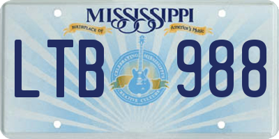 MS license plate LTB988