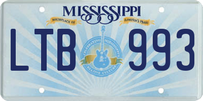 MS license plate LTB993