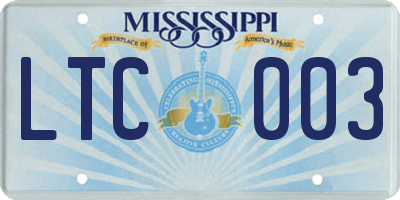 MS license plate LTC003