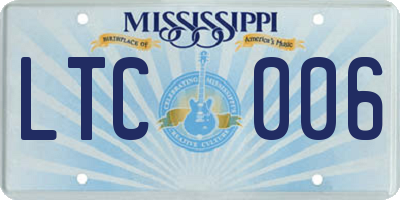 MS license plate LTC006