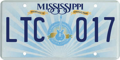 MS license plate LTC017