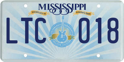 MS license plate LTC018