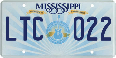 MS license plate LTC022