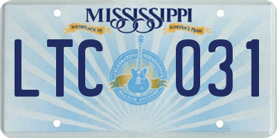 MS license plate LTC031