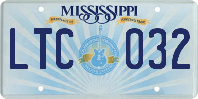 MS license plate LTC032