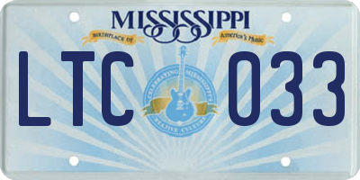 MS license plate LTC033