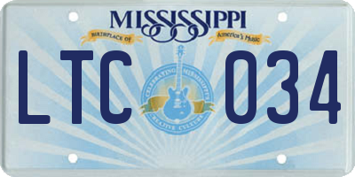 MS license plate LTC034