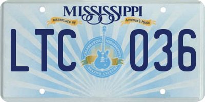 MS license plate LTC036