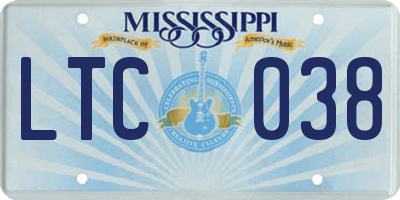 MS license plate LTC038