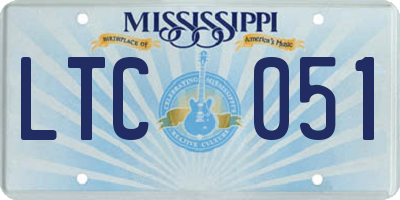 MS license plate LTC051