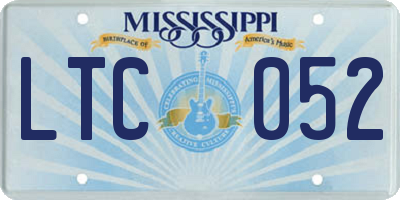 MS license plate LTC052