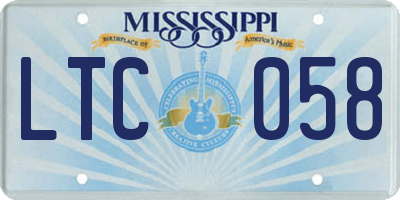 MS license plate LTC058