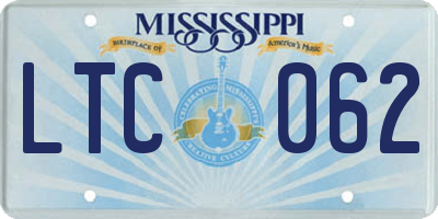 MS license plate LTC062