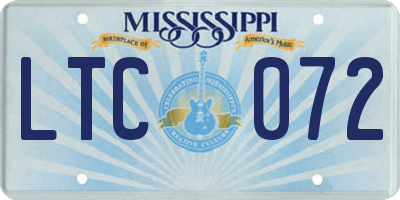 MS license plate LTC072