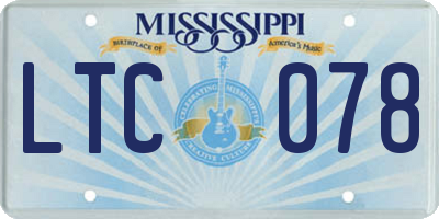 MS license plate LTC078
