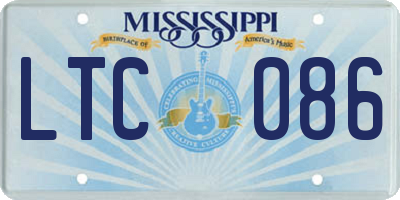 MS license plate LTC086