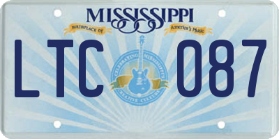 MS license plate LTC087