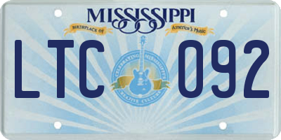 MS license plate LTC092