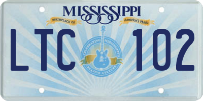 MS license plate LTC102