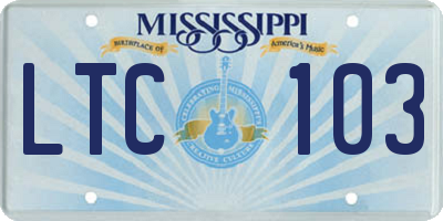 MS license plate LTC103