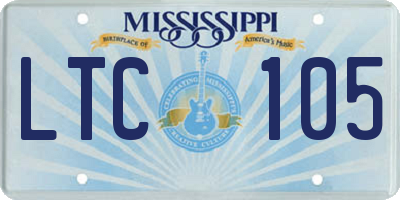 MS license plate LTC105