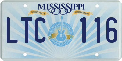 MS license plate LTC116