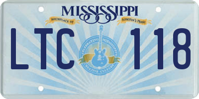 MS license plate LTC118