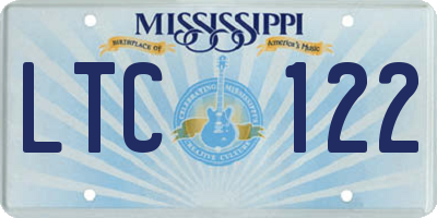 MS license plate LTC122
