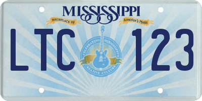 MS license plate LTC123