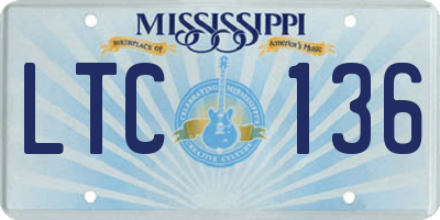 MS license plate LTC136