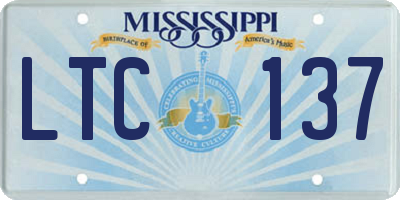 MS license plate LTC137
