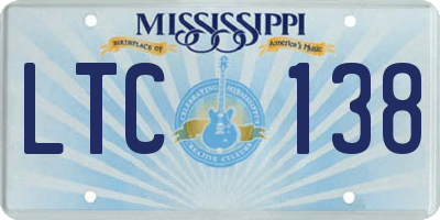 MS license plate LTC138