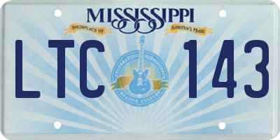 MS license plate LTC143