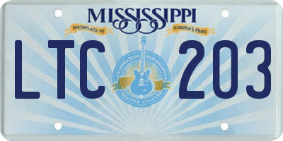 MS license plate LTC203