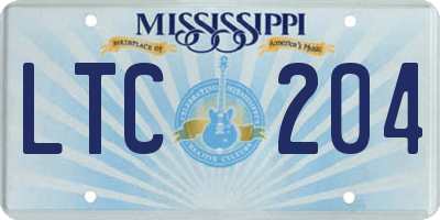 MS license plate LTC204