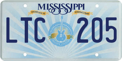 MS license plate LTC205