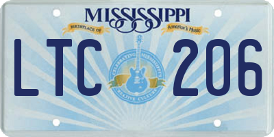 MS license plate LTC206