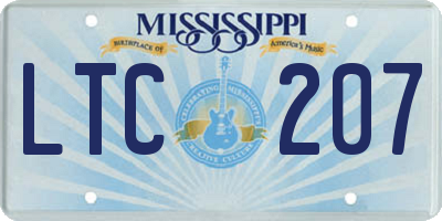 MS license plate LTC207