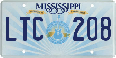 MS license plate LTC208
