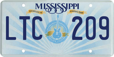 MS license plate LTC209