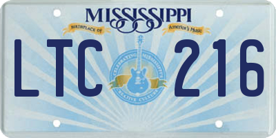 MS license plate LTC216