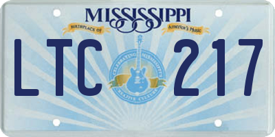 MS license plate LTC217