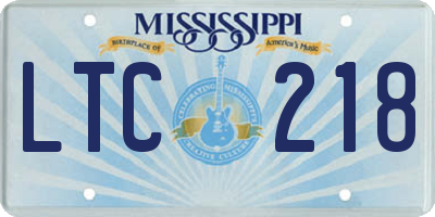 MS license plate LTC218
