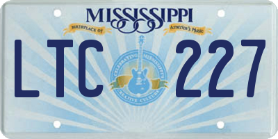 MS license plate LTC227