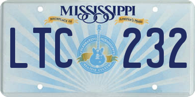 MS license plate LTC232