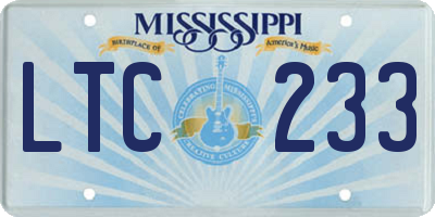MS license plate LTC233