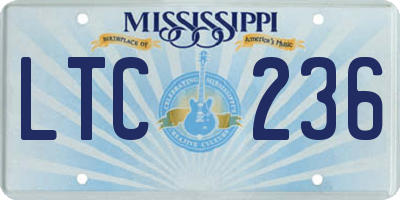 MS license plate LTC236