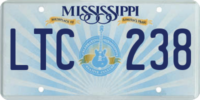 MS license plate LTC238