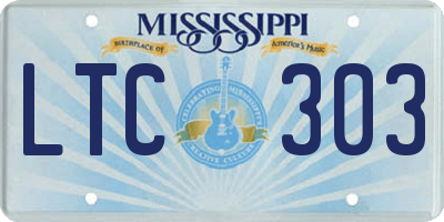 MS license plate LTC303