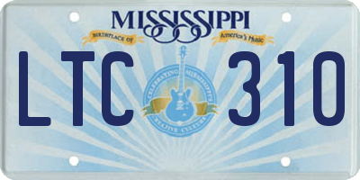MS license plate LTC310
